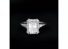 Vintage Inspired Emerald Cut Moissanite Halo Engagement Ring