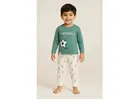 Boys Green Football Print Top & White Jogger Set