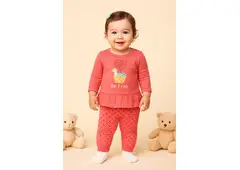 Be Free Coral Cotton Set for Baby Girls – Cozy Winter Wear