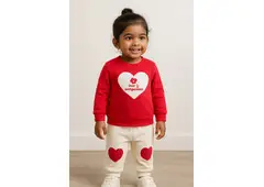 Red Love Heart Co-ord Set for Girls